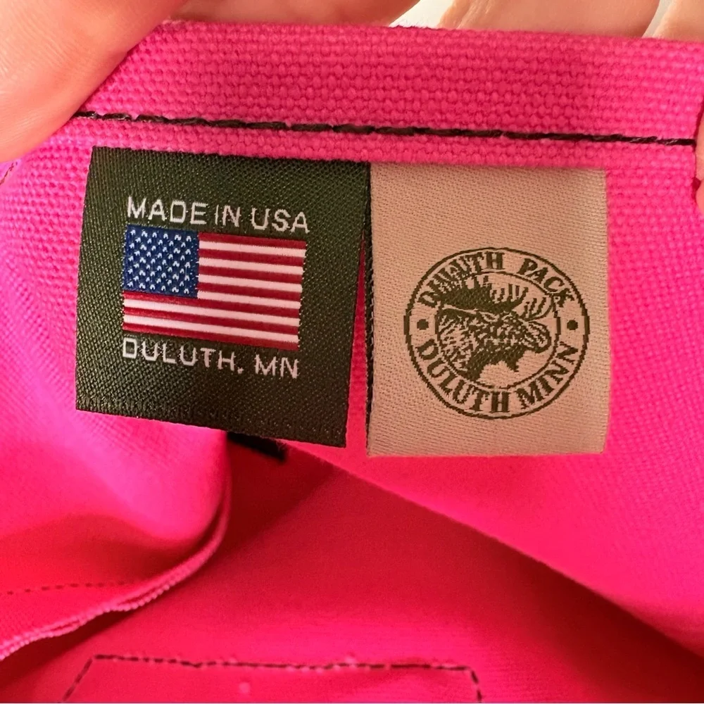 Duluth Pink Canvas Pack Sack Black Leather Trim Handcrafted in USA Rare Color